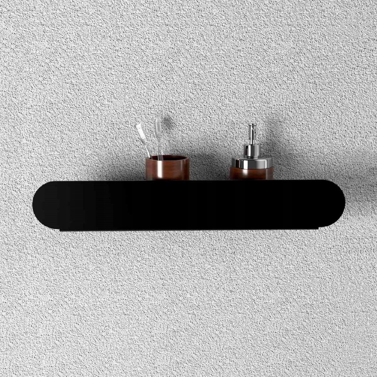 Merkloos Zwarte Metalen Wandplank voor de Badkamer - 58 cm