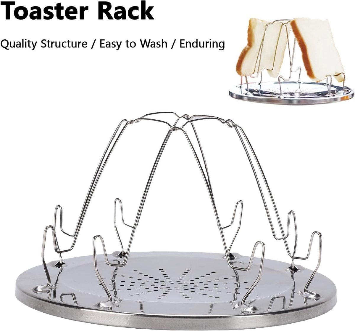 Camping Broodrooster - Broodrek Outdoor - Brood Roosteren Buiten - Geperforeerde Bodem - 4 Sneetjes - Zilverkleurig