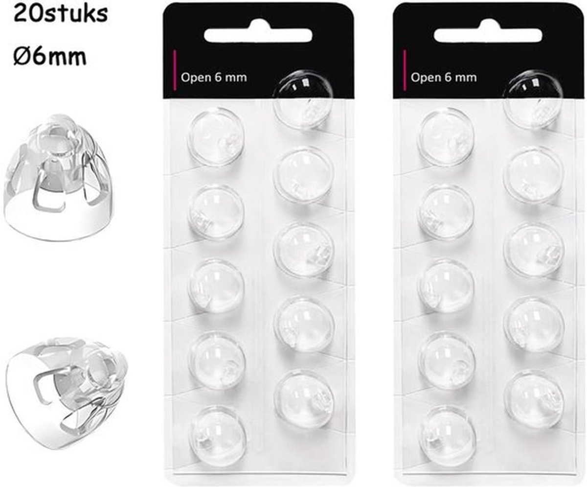 20 stuks - gehoorapparaat dopjes - geschikt voor Minifit - Open ventilatie 6 mm - Siliconen - Vervangende oordopjes - Accessoires voor gehooraparaten
