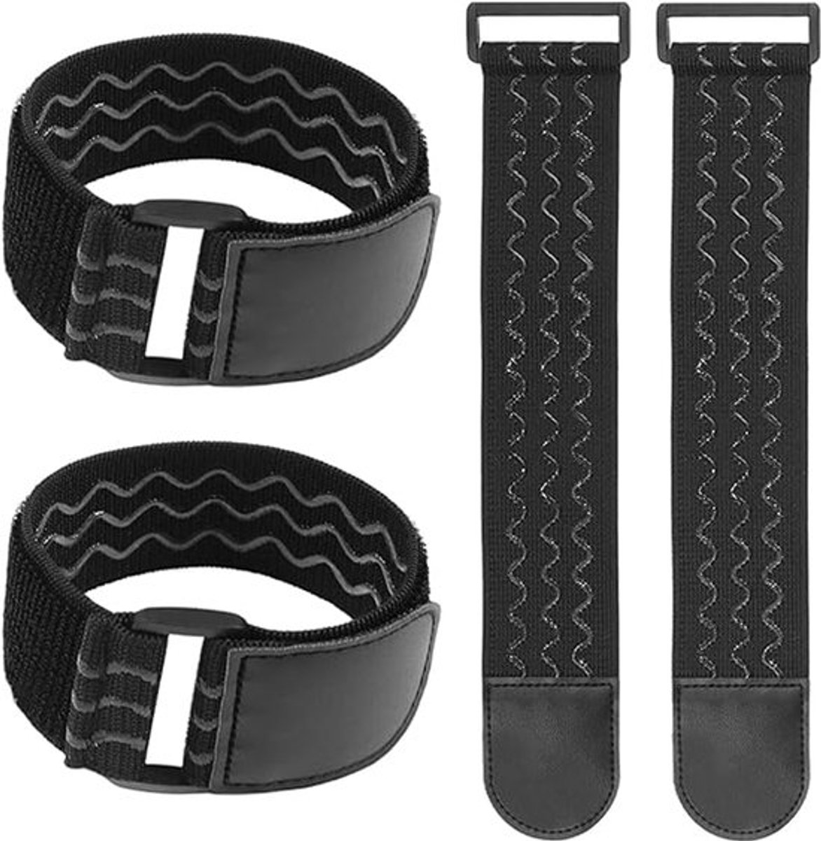 Broekklemmen & Spanbanden - 4 stuks - Elastische Broekklem Fiets 45 cm (tot 85 cm) met Klittenband - Broekclip & Broekbinder voor Fietsers (Dames & Heren) - Broekklem Fiets Vrouwen - Ideaal voor Been & Opbergen - Zwart