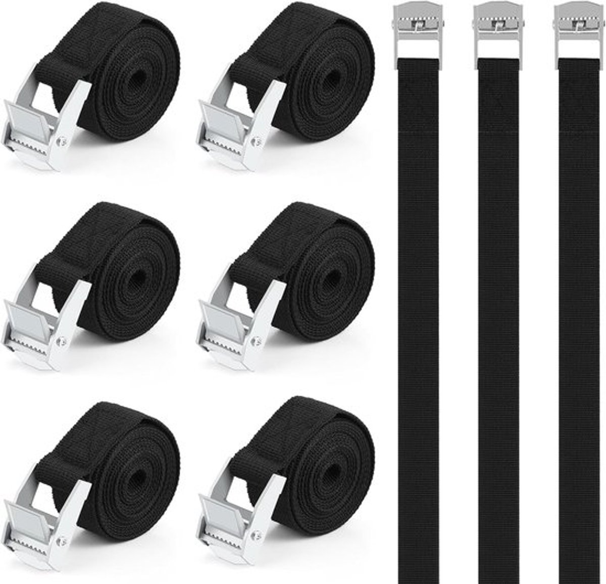 Set van 6 Sterke Spanbanden | Verstelbare Bevestigingsriemen voor Fiets, Auto, en Camping