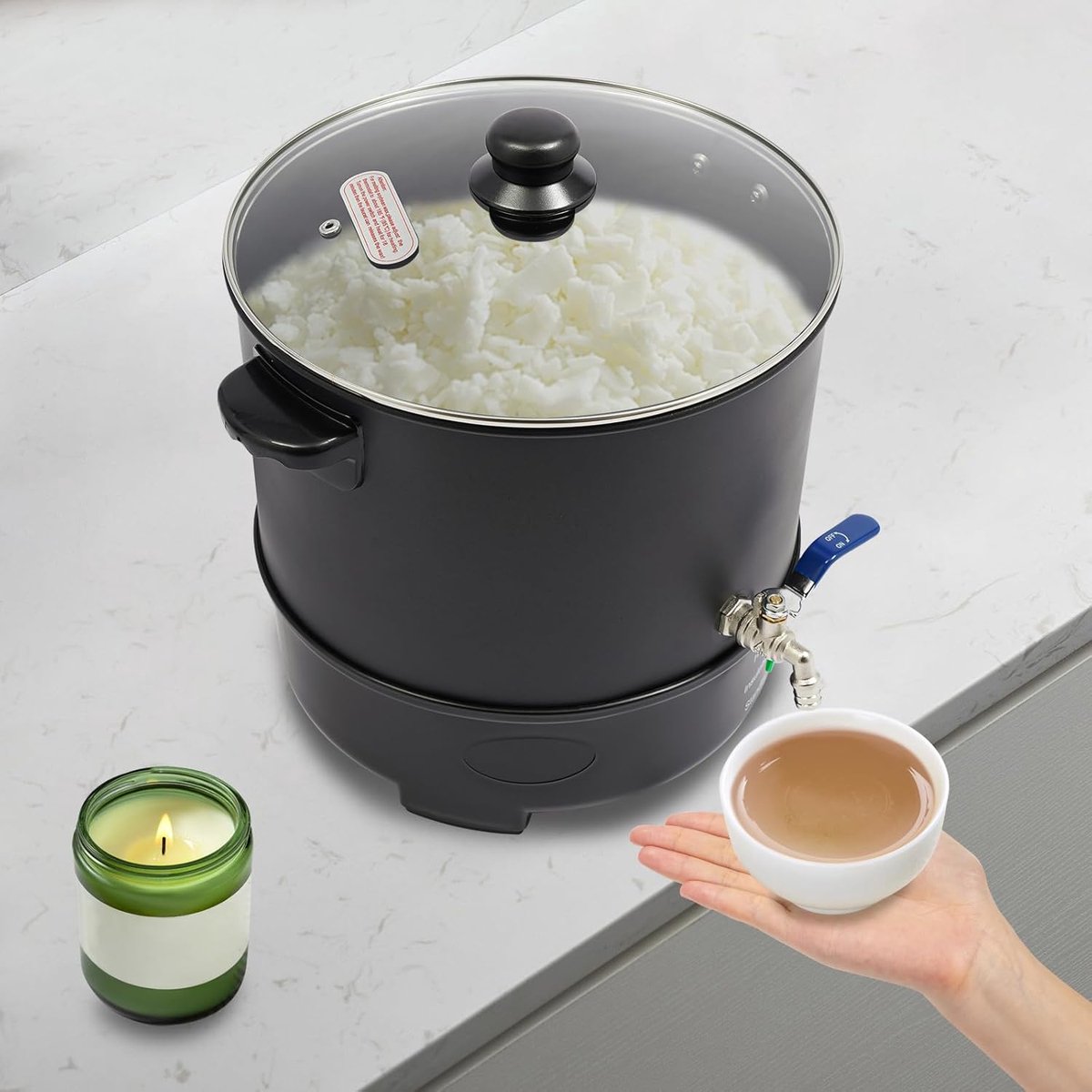 Elektrische Wax Smeltpan - Kaarsen Wax Melter - Kaarsen Maken - Temperatuur Controle - 10 Liter - Zwart