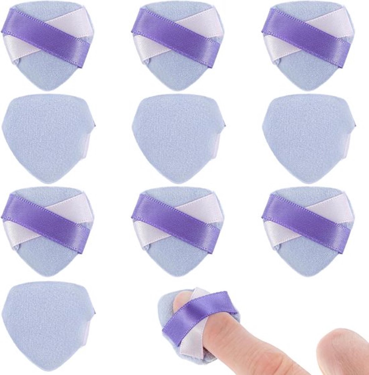10 stuks vingerpoederkwasten voor foundation concealer make-up - paars