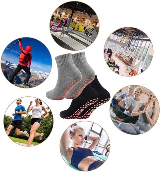 Dailygoods- Antislipsokken 2 Paar - Antislip voor Yoga/Pilates - Zwart/Grijs - Katoen - EU 36-41 - Ademend en Comfortabel - Yogasokken van Dailygoods — afbeelding 2