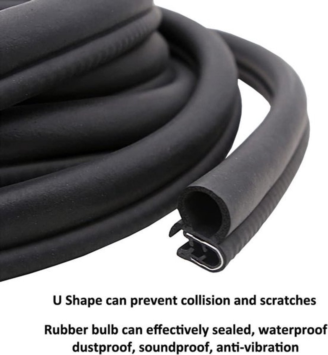 3 meter U-vormige autodeurrandbeschermers met rubberen afdichting - voor boot, bestelwagen, vrachtwagen - 12mm x 14mm - zijlamp - beschermstrip