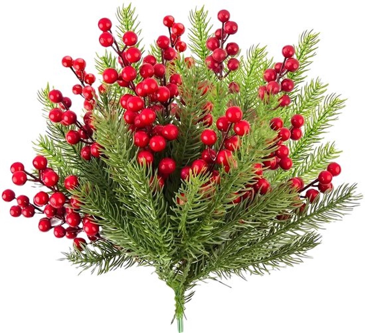 Verpakking van 30 Rode Bessen Kunsttakken voor Kerstdecoratie en Feestdecoraties, Kunstkersttakken met Rode Bessenstelen voor Garlands, Kerstdecoratie (A)