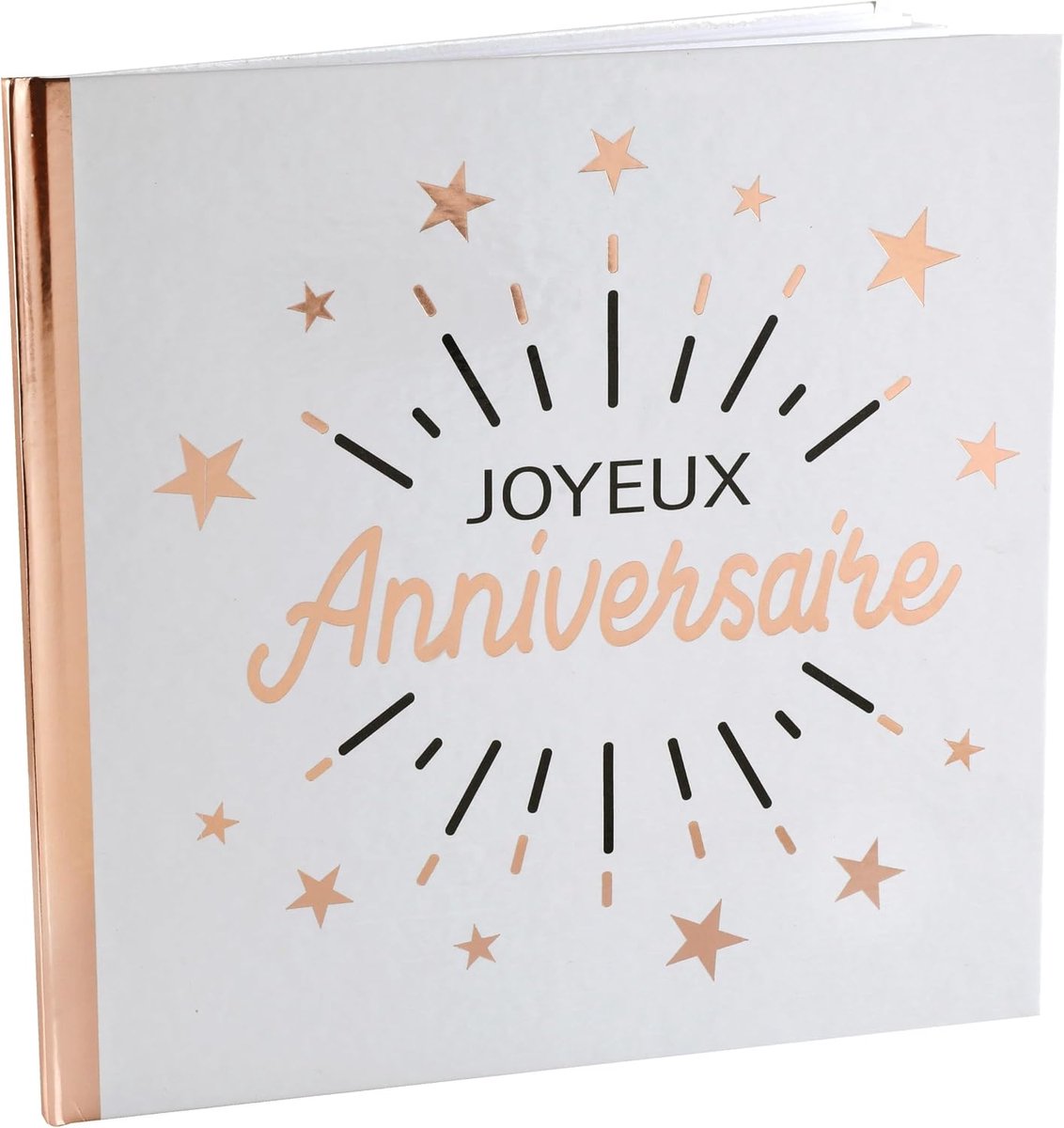 Gastenboek - Joyeux Anniversaire - wit/roze/goud - voor verjaardagsfeestjes - ShopVlot