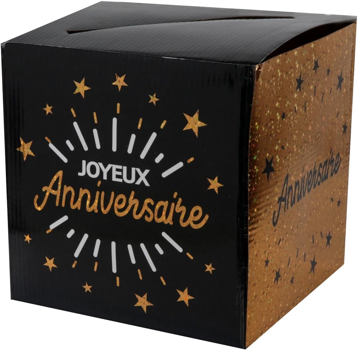 Spaarpot Joyeux Anniversaire - Zwart/Goud - Feestelijk ontwerp - Perfect cadeau voor jarigen - ShopVlot