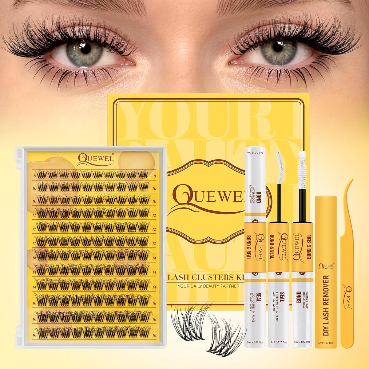 Wimperverlengingsset voor natuurlijke look - Cluster wimpers - Doe-het-zelf thuis - Perfecte uitstraling - ShopVlot