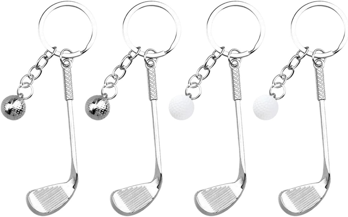 Golf sleutelhangers 4 stuks - zinklegering - sportmotief - ideale tasdecoratie - ShopVlot
