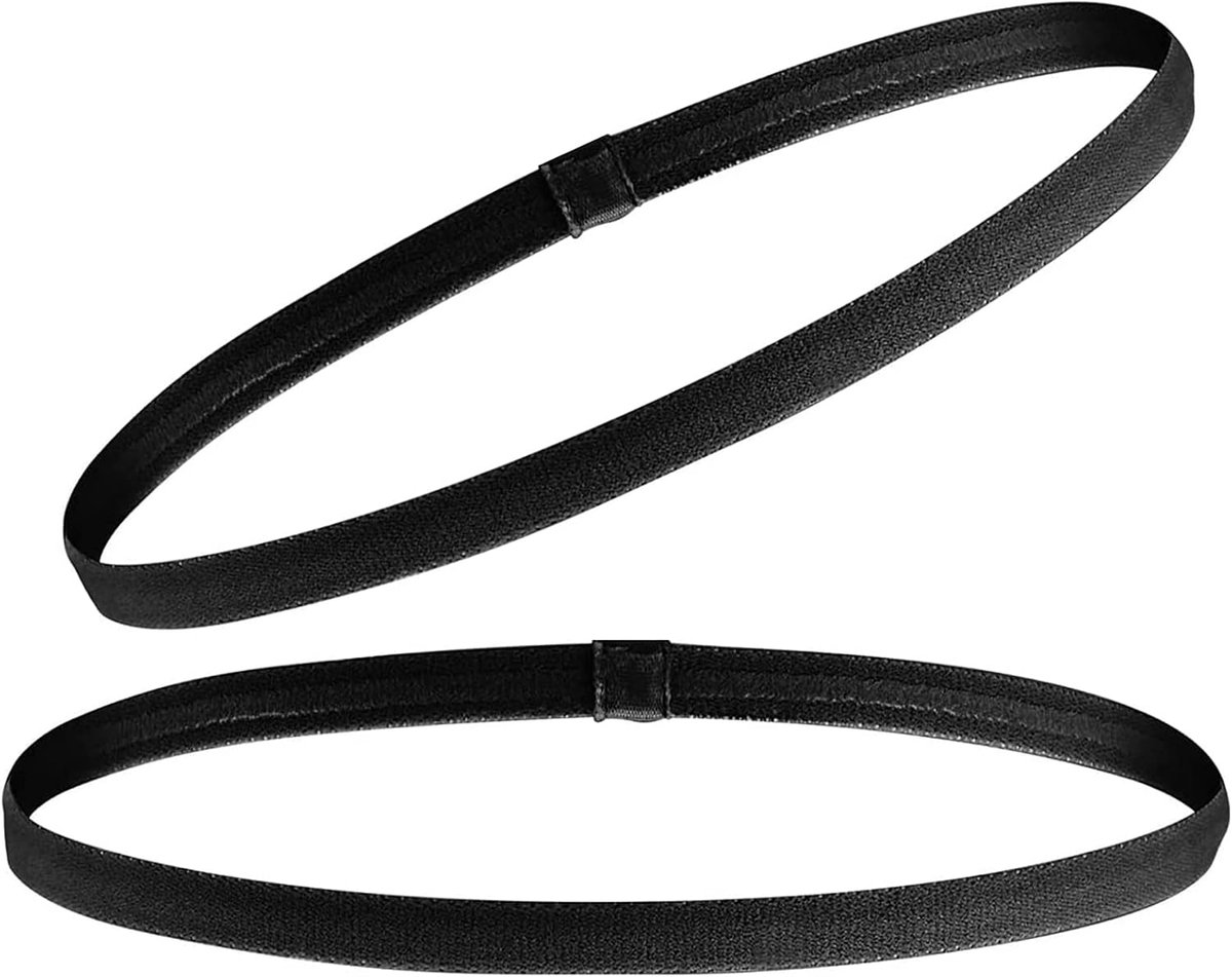 Sporthaarbanden set van 2 - elastisch - zwart - ademend voor zweetafvoer - ShopVlot