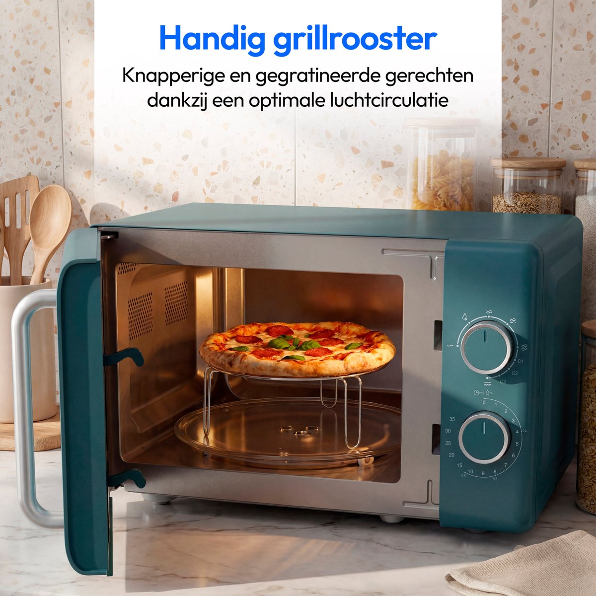 MEDION Retro magnetron met grill - petrolblauw thumbnail 6