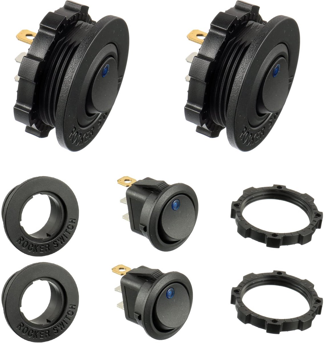 Ronde LED lichtschakelaar 12V 20A - Blauw LED - Waterdicht - Voor maritieme voertuigen - ShopVlot