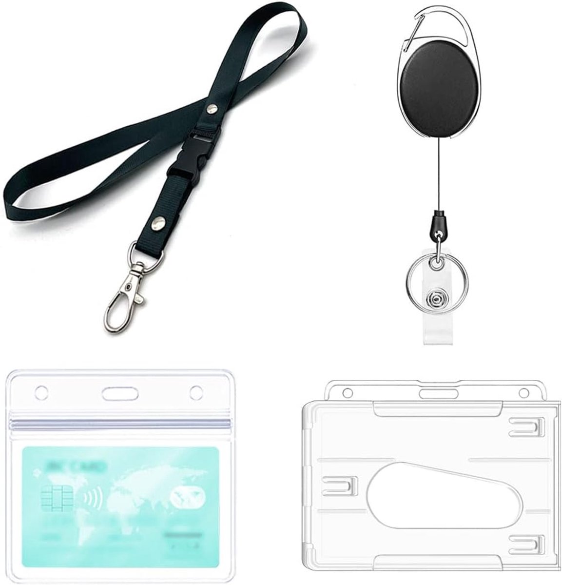 Retractable keyring set - lanyard en badgehouders - waterproof ID-kaart houder - ideaal voor identificatie - ShopVlot