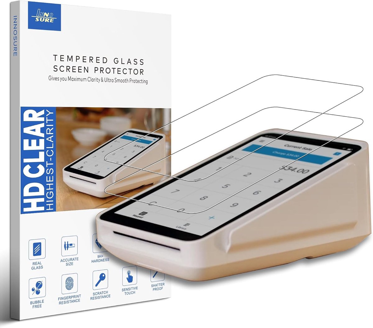 pantserglas schermbescherming 5,5 inch - veiligheidsglas - krasbestendig - optimale bescherming voor creditcardlezer - ShopVlot