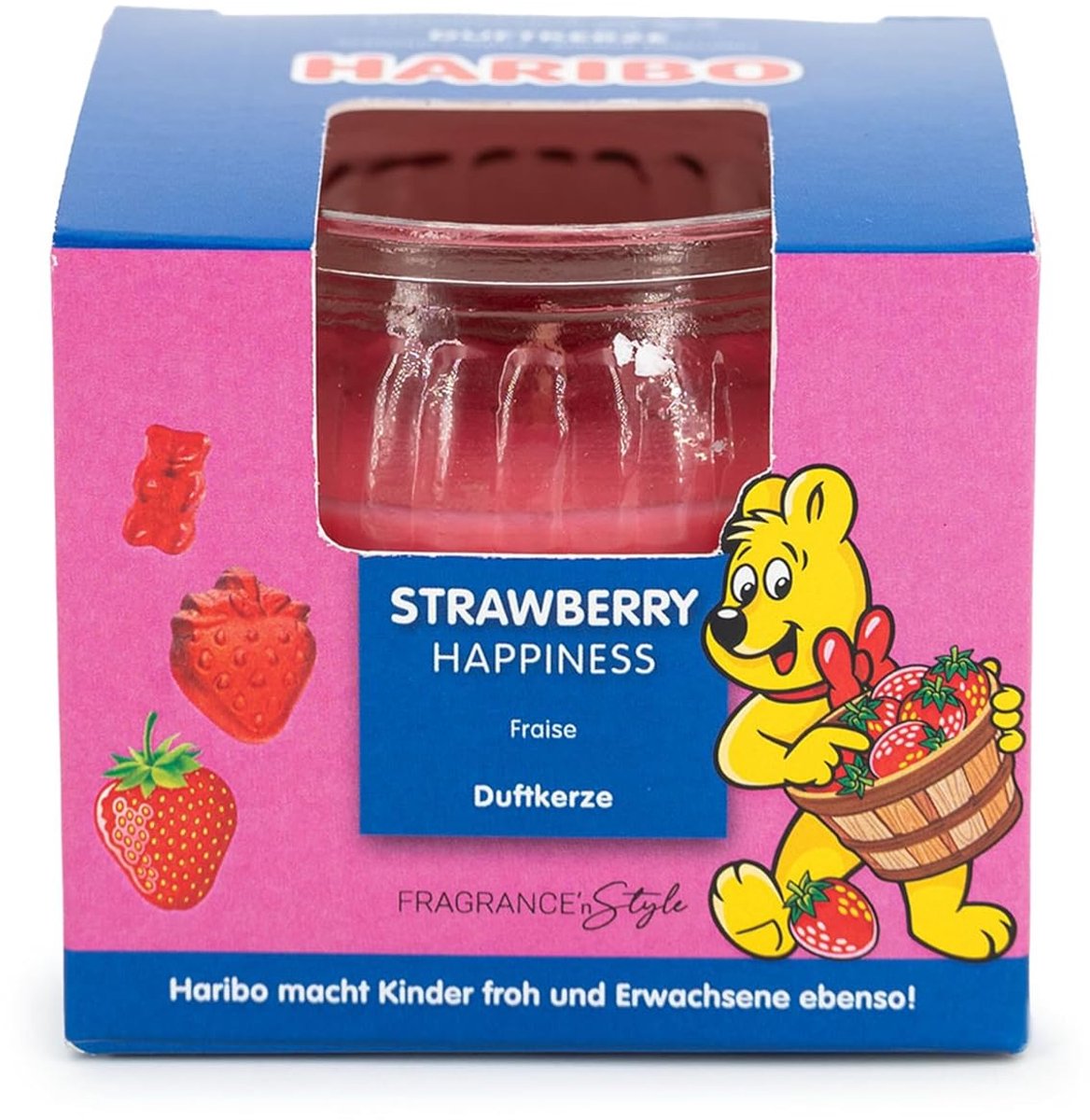 Geurkaarsen in glas 3 stuks - aardbeien/gummibeertje - geschenkset - 20 uur brandduur - ShopVlot
