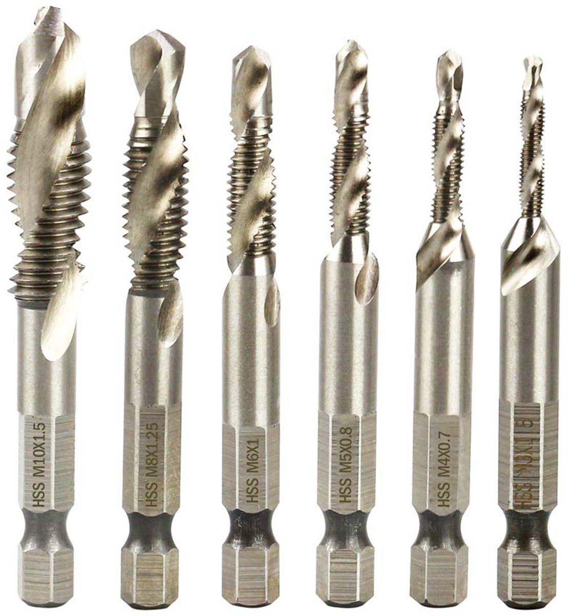 Tapboorset 6-delig M3 tot M10 - Zilver metrisch - Inclusief schroefdraadfunctie - ShopVlot