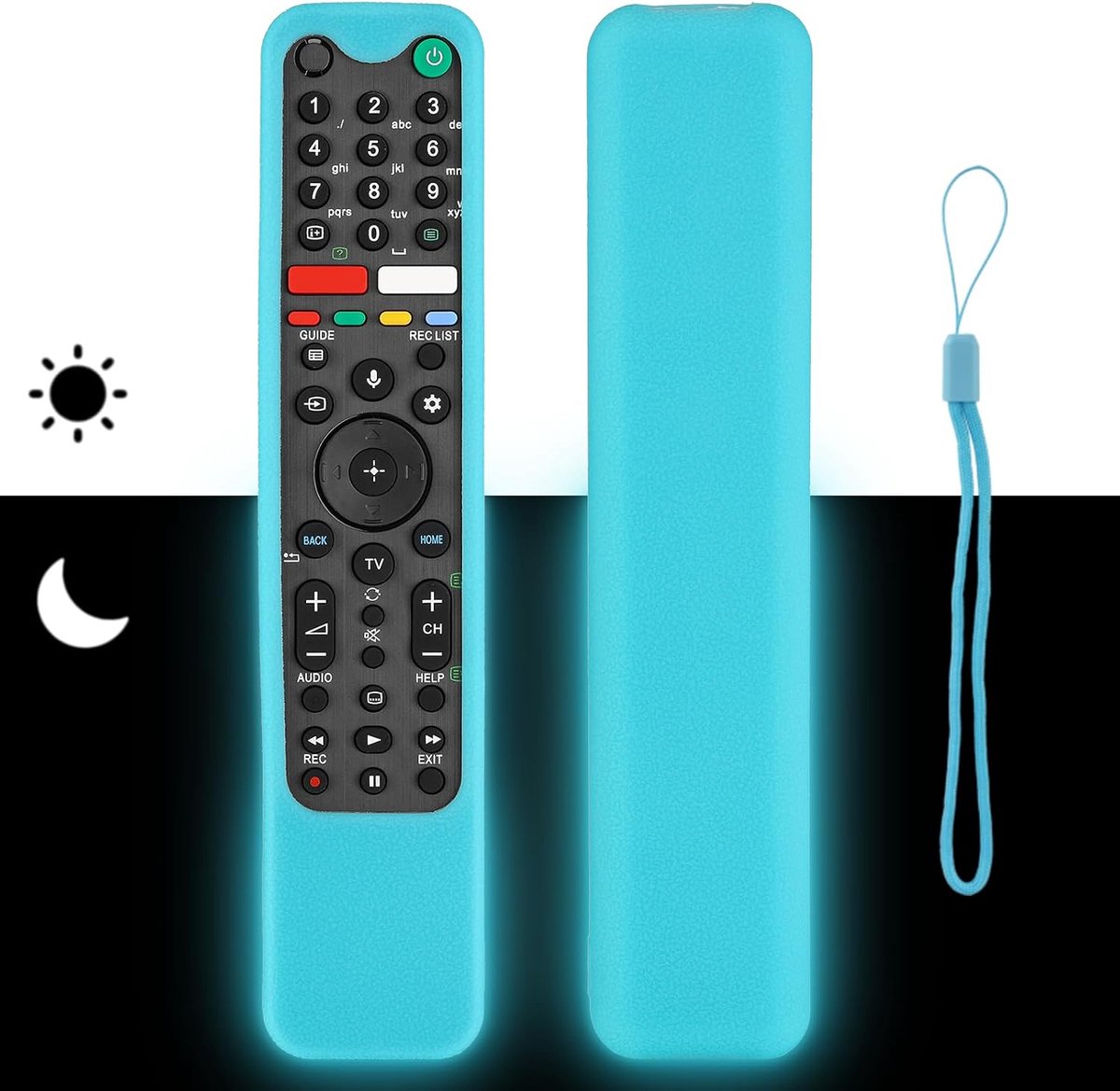 Afstandsbediening silicone - Shockproof beschermhoes - Fluorescerend blauw - Handig met lanyard - ShopVlot