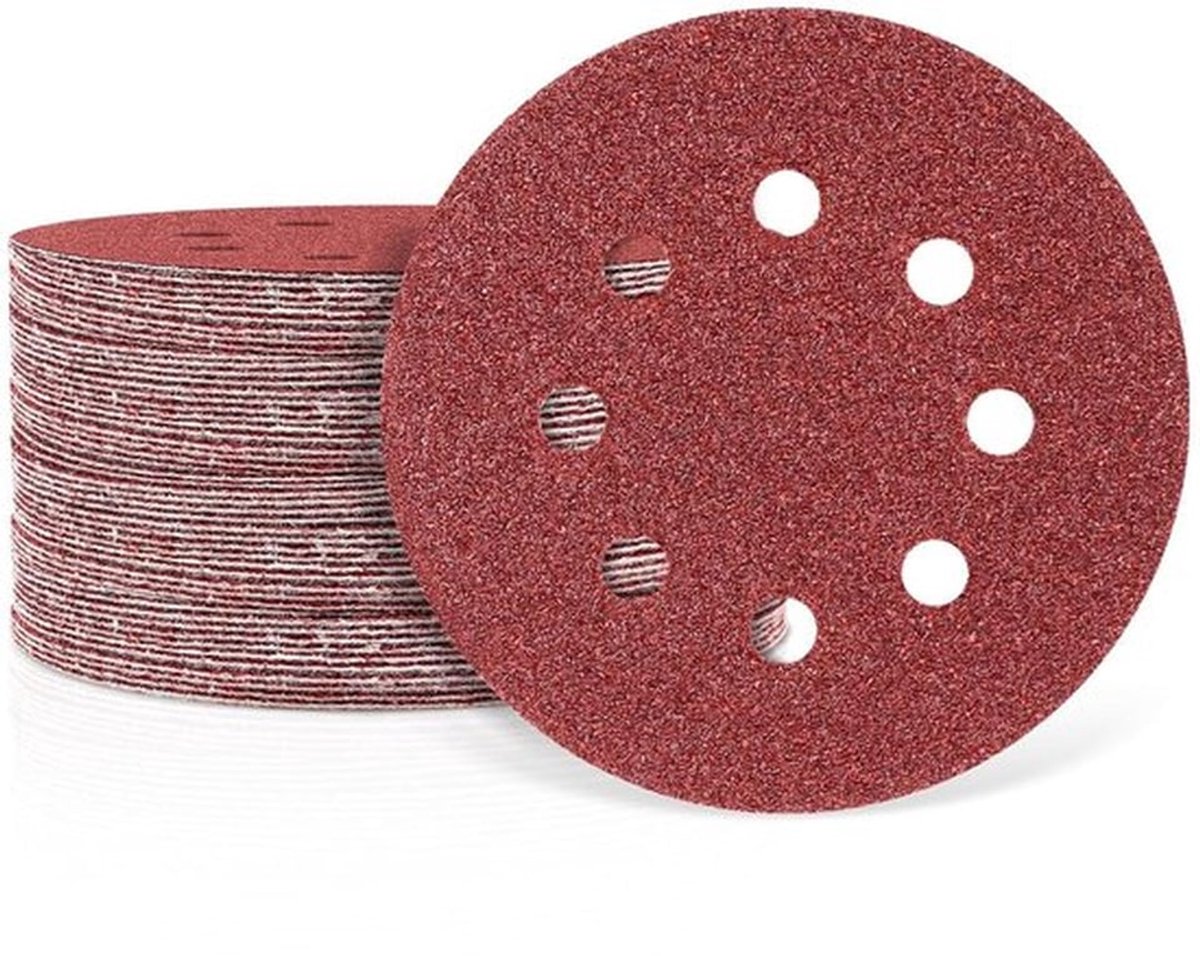 Schuurpapier voor excentrische schuurmachine - 30 stuks, 125 mm, klittenband, 8 gaten, rond - fijn schuurmateriaal (korrel 40/60/80/120/240/320)