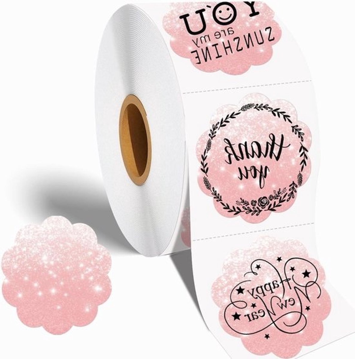 Thermisch Bloemenlabel - Stickers Etiketten - Bedrijfslogo Ontwerp - Direct Thermisch Printerlabel - 600 Etiketten - Gekleurd