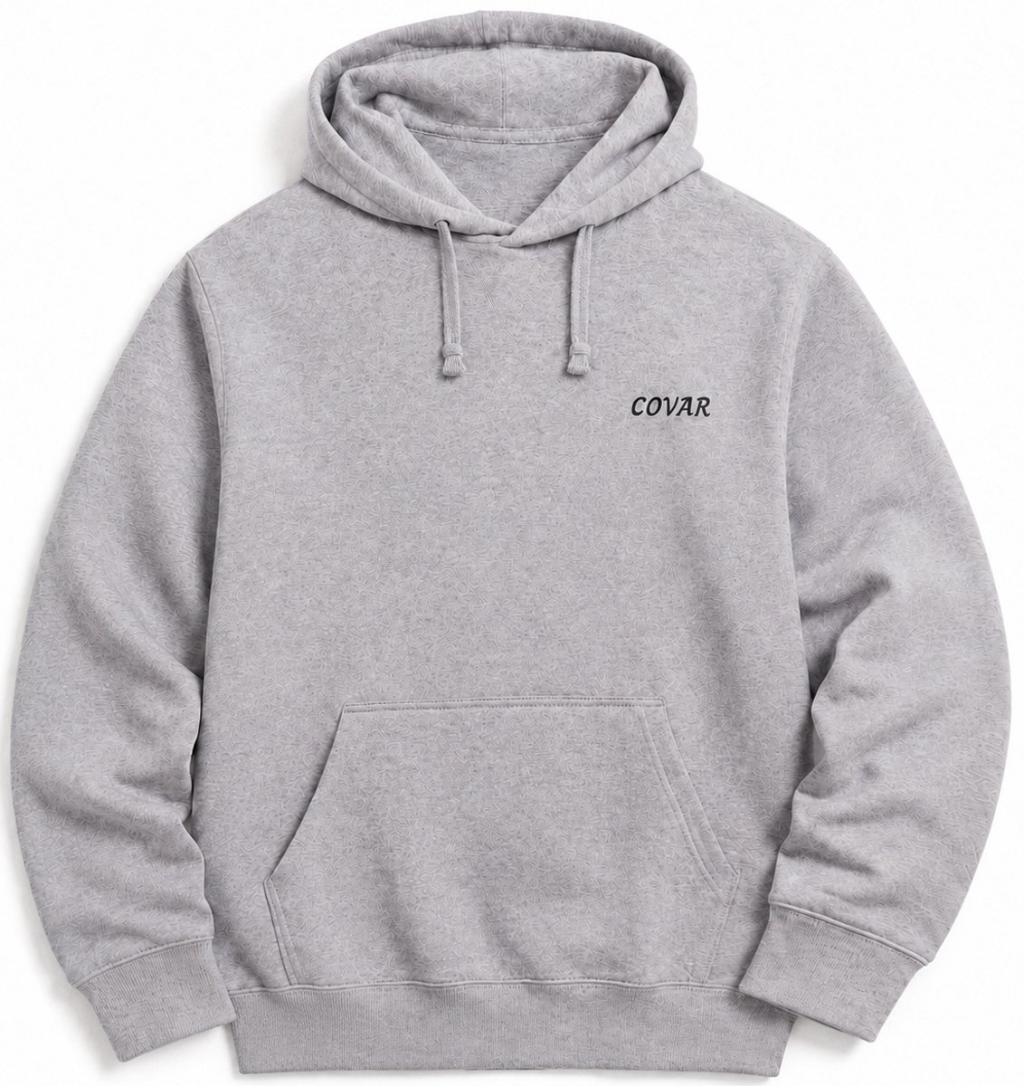 Heren Hoodie - Heren Trui met Capuchon - Grijs - Katoen - COVAR Print - Regular Fit - 3XL