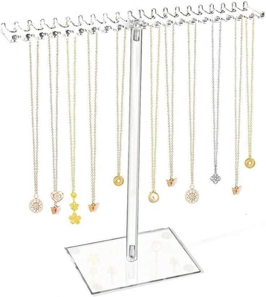Transparante kettinghouder met 40/80 haken - Ruimtebesparende en demontabele sieradenorganizer voor kettingen, armbanden en oorbellen