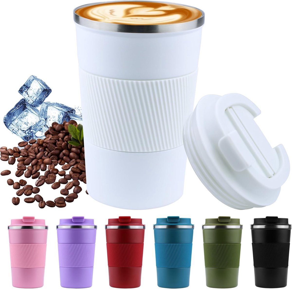 Thermo Mug 380ml - Ideale Koffiebeker voor onderweg - Reisbeker met Deksel voor Koffie en Thee
