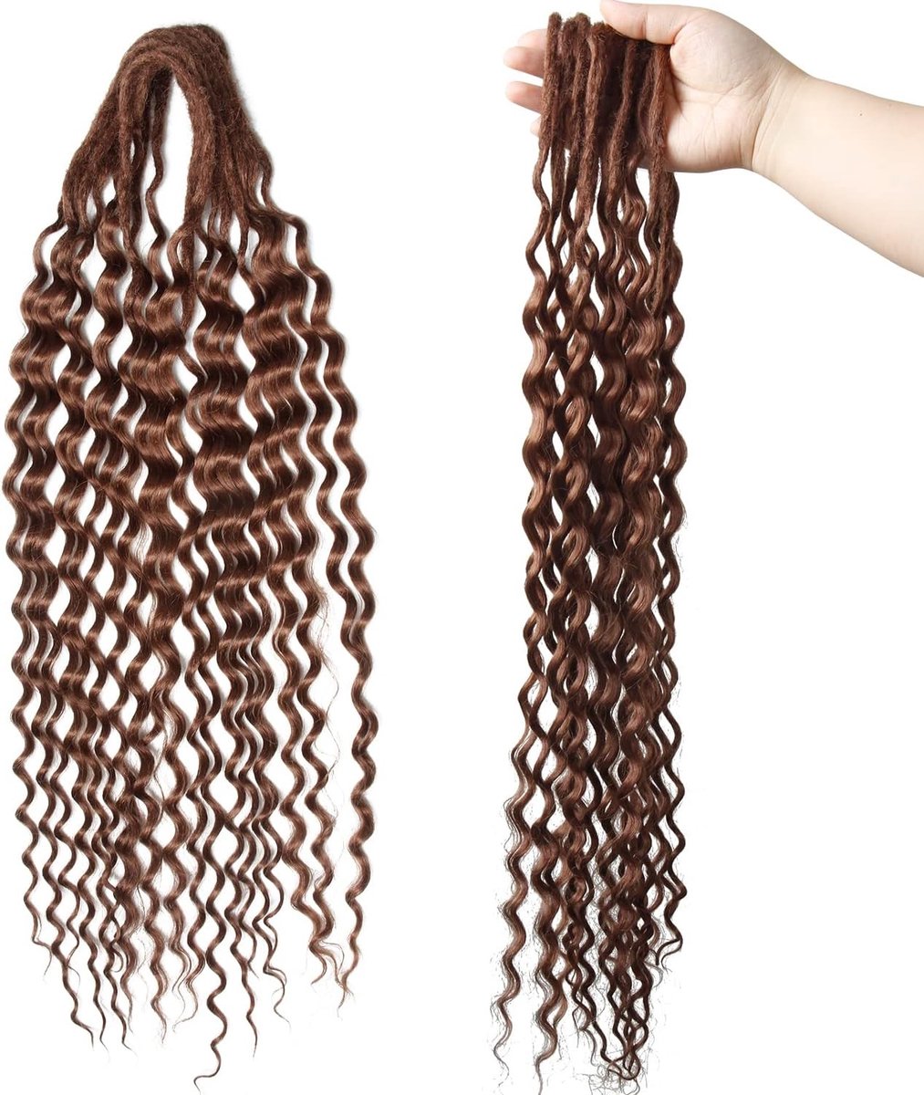 Dreadlock Extensions 24 Inch Dubbel Eindig Curly en Wavy - 15 Strengen Zachte Pre-looped Dreads voor een Natuurlijk Uiterlijk