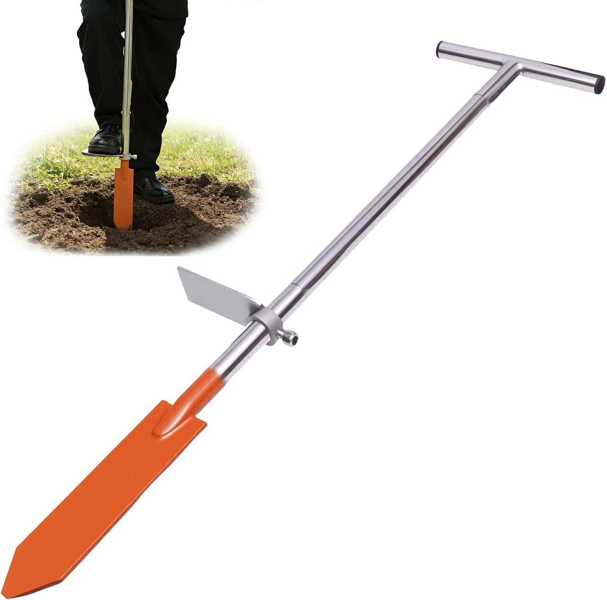 Dibble Bar voor het Planten van Jonge Boompjes en Zaailingen, RVS Transplantatie Spade met Lange Steel van 96 cm voor Tuinieren