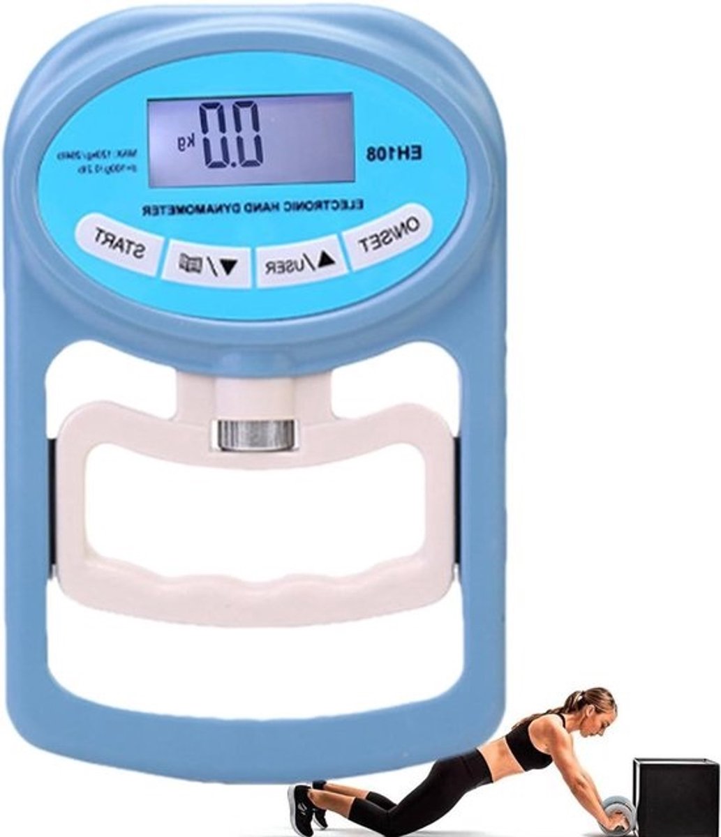 Grip Kracht Tester - Hand Dynamometer Trainer - Grip Kracht Trainen - Digitale Voortgangsregistratie - 120 kg - Wit