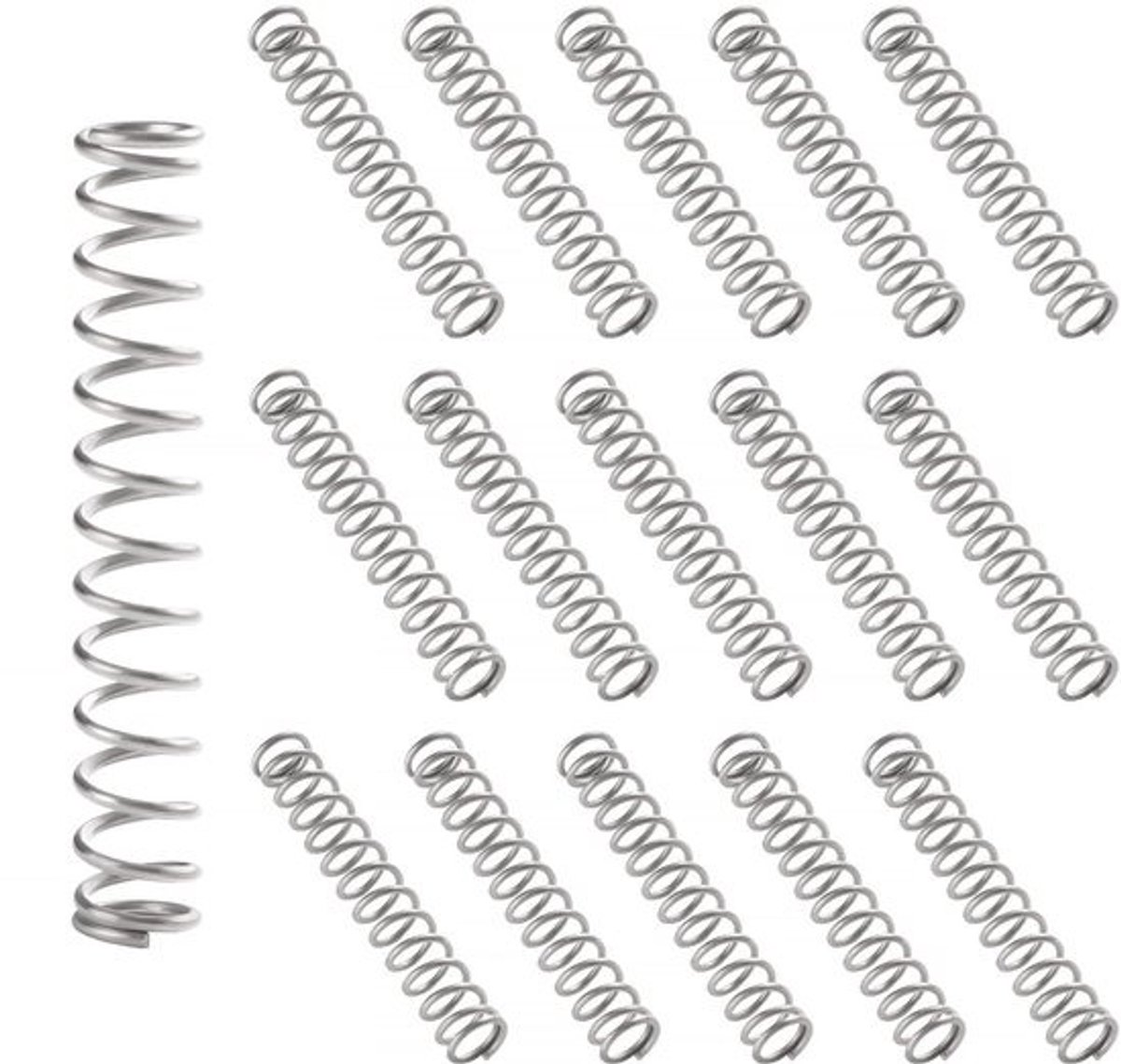 Drukveren Roestvrij Staal - Compressieveren Mini - Reparatieprojecten Uitvoeren - Hoge Veerkracht - 15 stuks 1x8x50 mm - Zilver