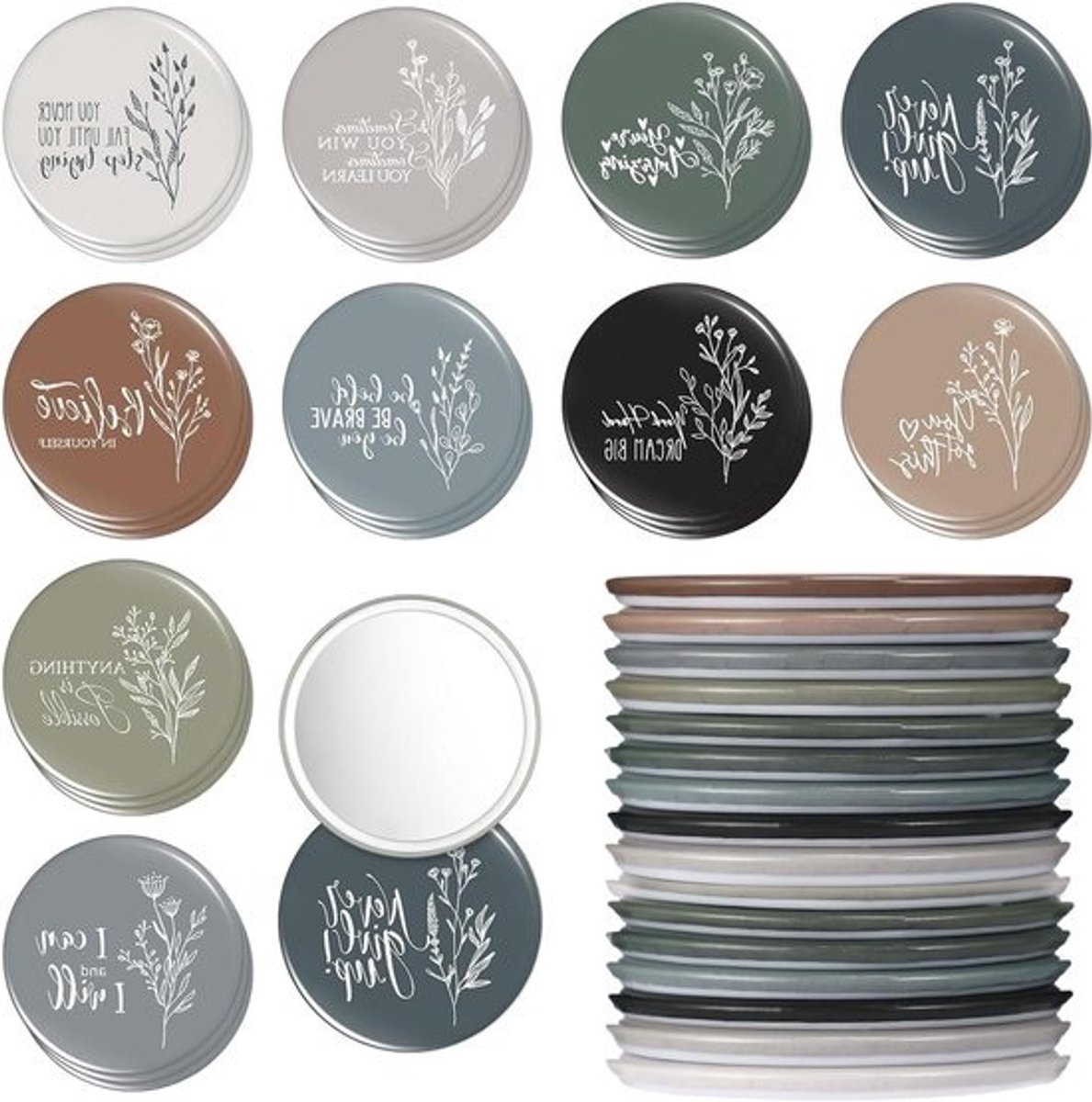 Compacte Spiegels - Zakspiegels - Dagelijkse Make-up - Inspirerende Citaten - 30 Stuks - Kleurrijk