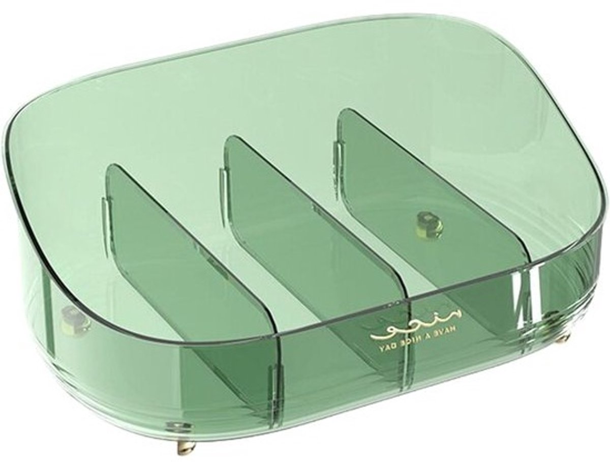Opbergsysteem Huidverzorging - Cosmetica Doos - Schoonheidsproducten Organiseren - 4 Uitneembare Compartimenten - 31x21x12.5 cm - Groen
