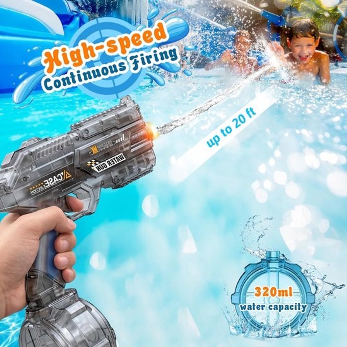 Elektrisch Waterpistool - Automatische Watergun - Zomerse Watergevechten - Bereik van 10 Meter - 320ml Tank - Meerdere Kleuren