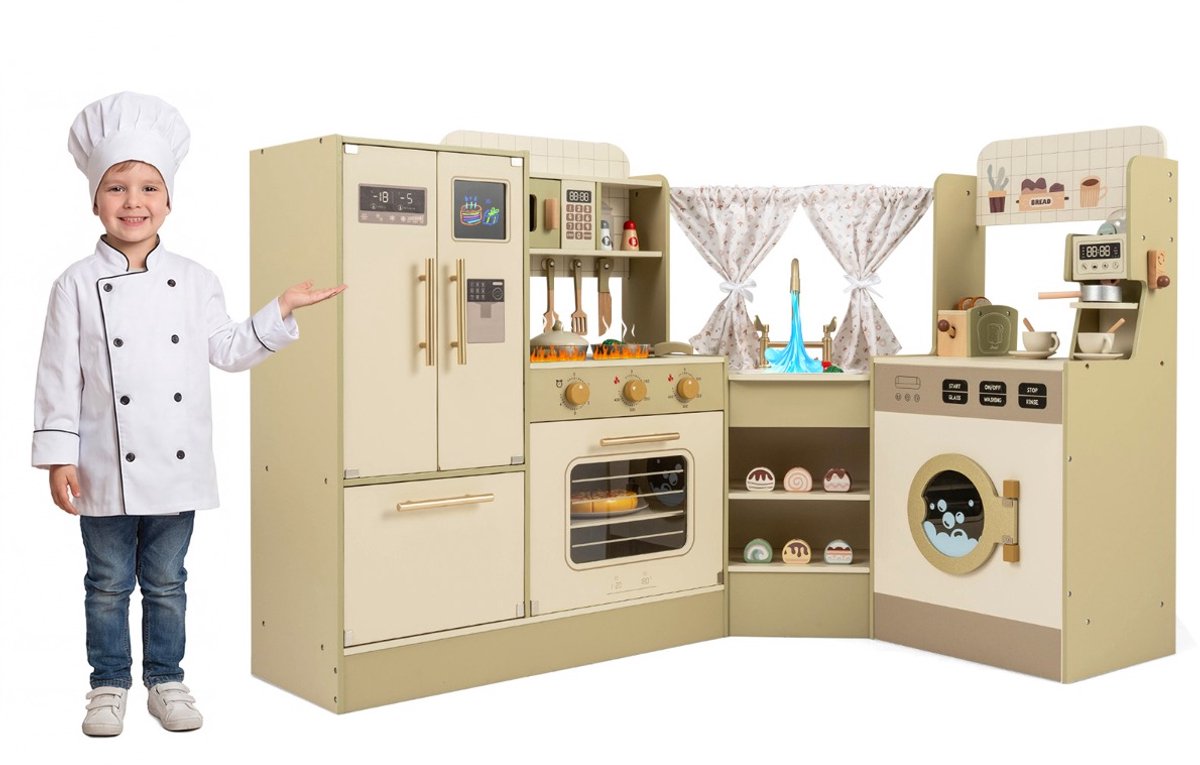 SureDeal® - Rollenspell - Speelkeuken - Kinderen Speelkeukenset Houten - Jongens - Meisjes vanaf Jaar - 146,5x54x85,5 cm - Groen