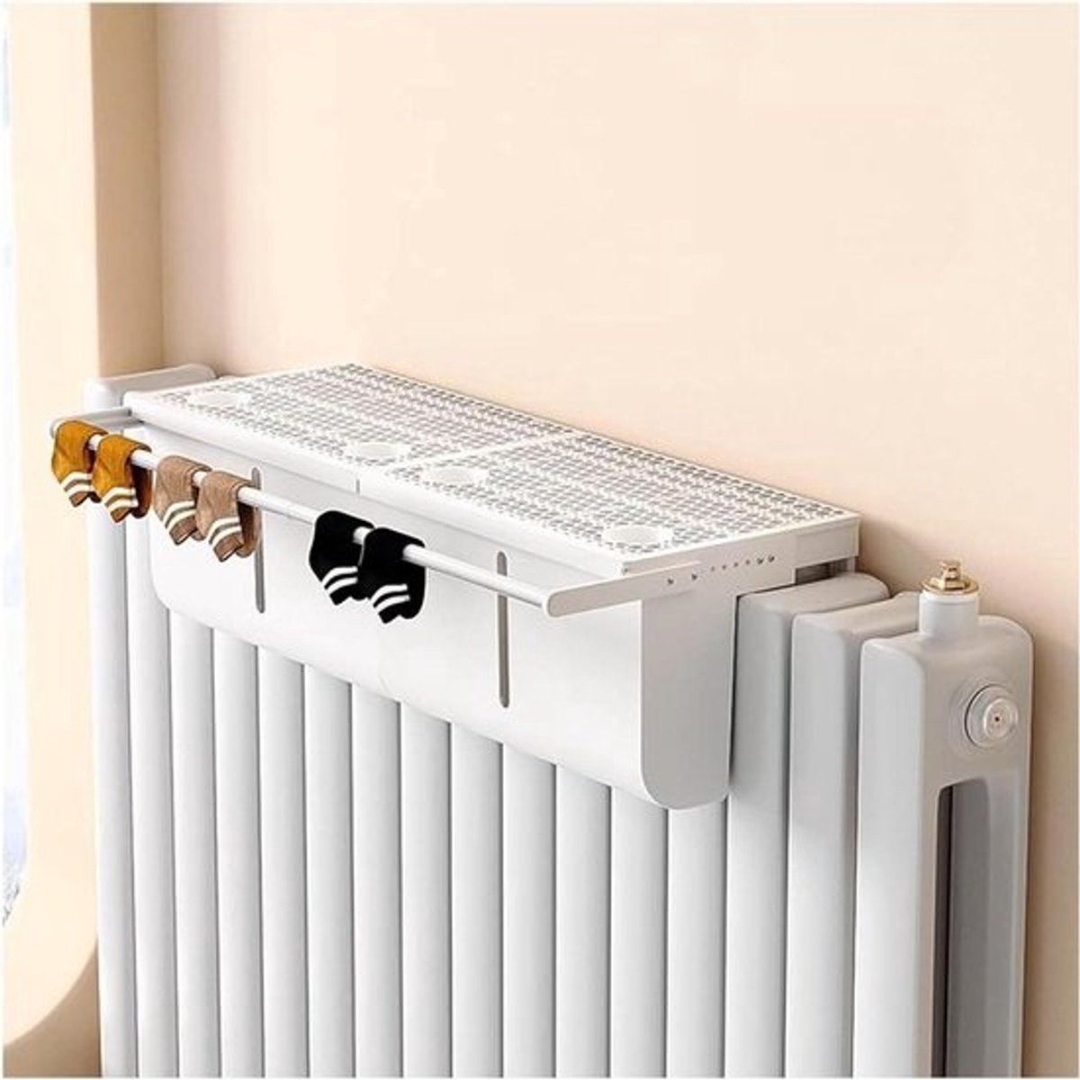 Radiatorluchtbevochtiger - Plastic doos - Luchtkwaliteit verbeteren - Geen elektriciteit nodig - Transparant niveau - Wit