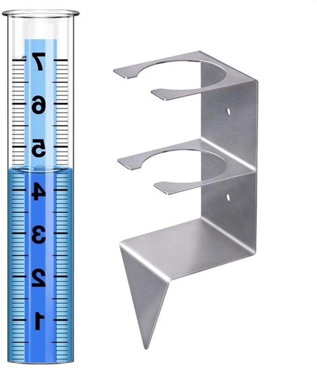 Sneeuwmeter Regenmeter - Buitenmeter Tuin - Weer Meten - Roestvrij Staal Standaard - 21 cm - Transparant