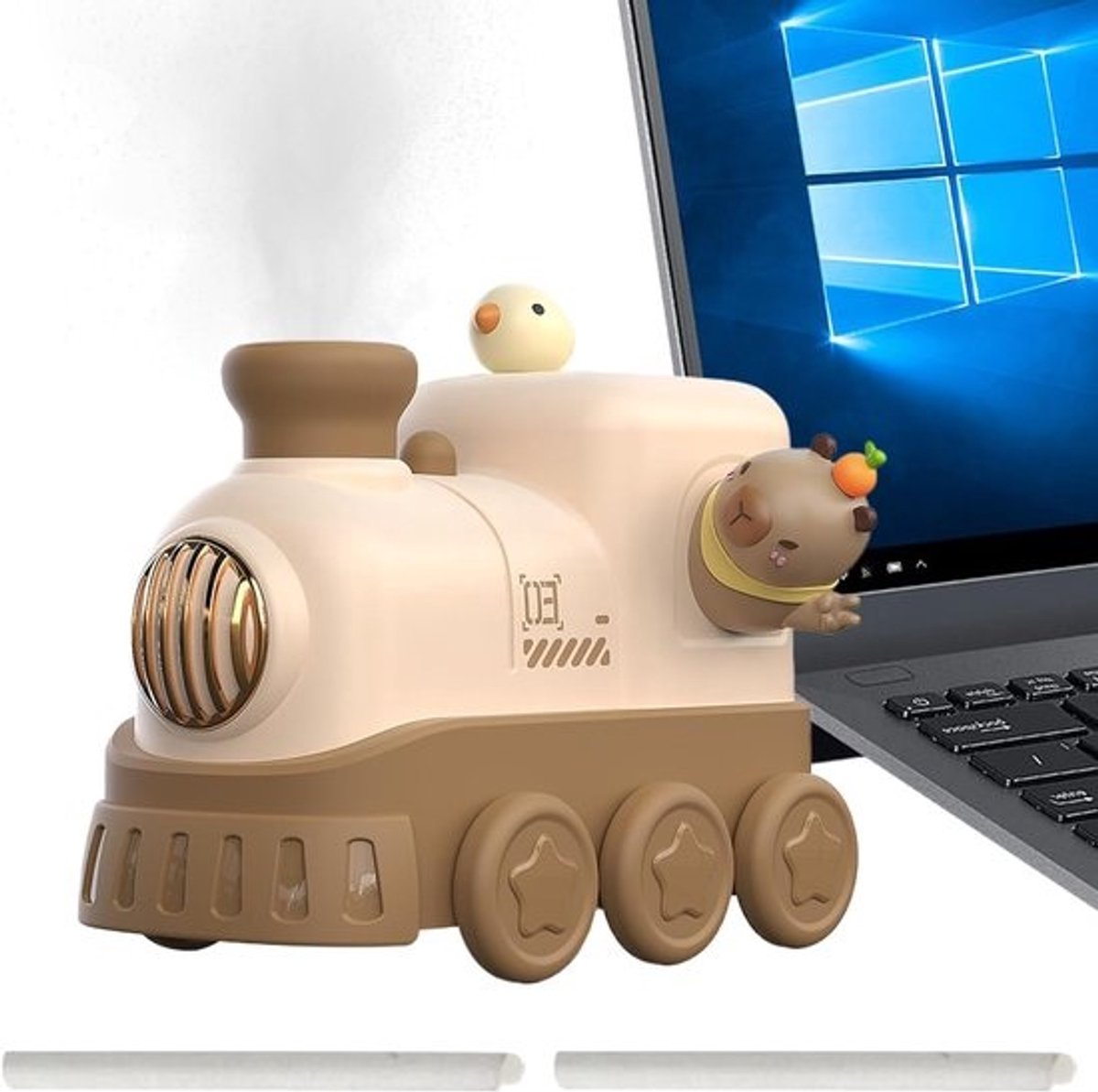 Luchtbevochtiger Baby - Stille Koele Mist - Rustige Slaap - Treinvormig Ontwerp - 300ml Capaciteit - Capybara