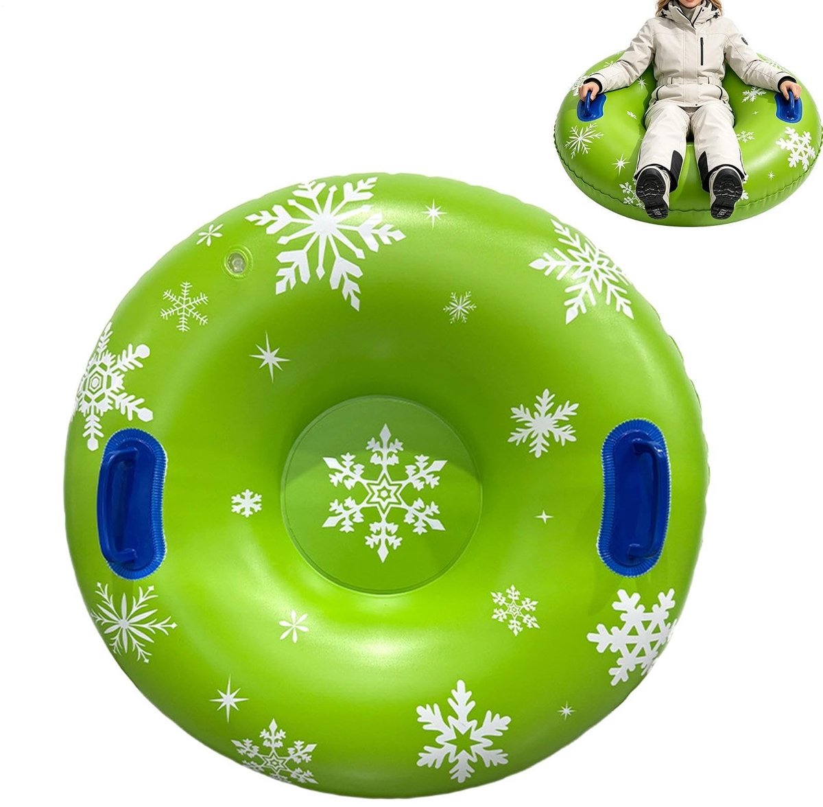 Opblaasbare sneeuwbuis - Groen met handgrepen