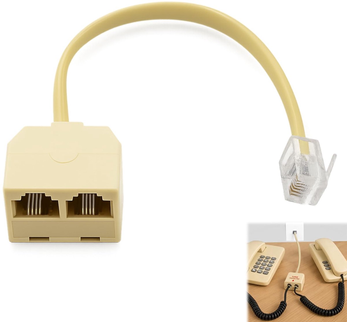 RJ11 Telefoon Splitter Adapter - 2×RJ11 Socket