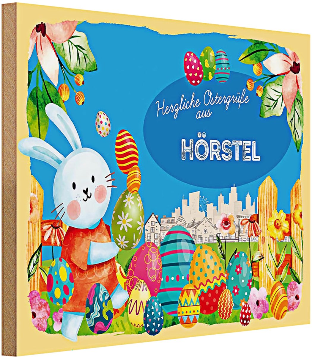 Houten Postkaart - Decoratie - Paasgroeten - 40 x 30 cm