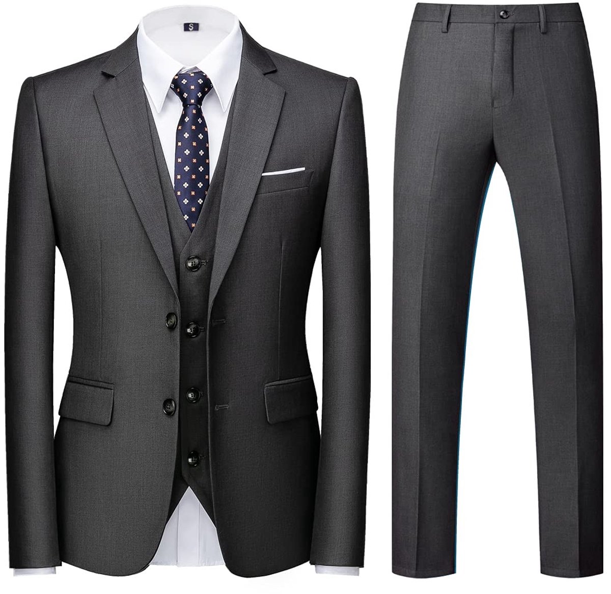 3-delig heren kostuum - Slim fit - Donkergrijs