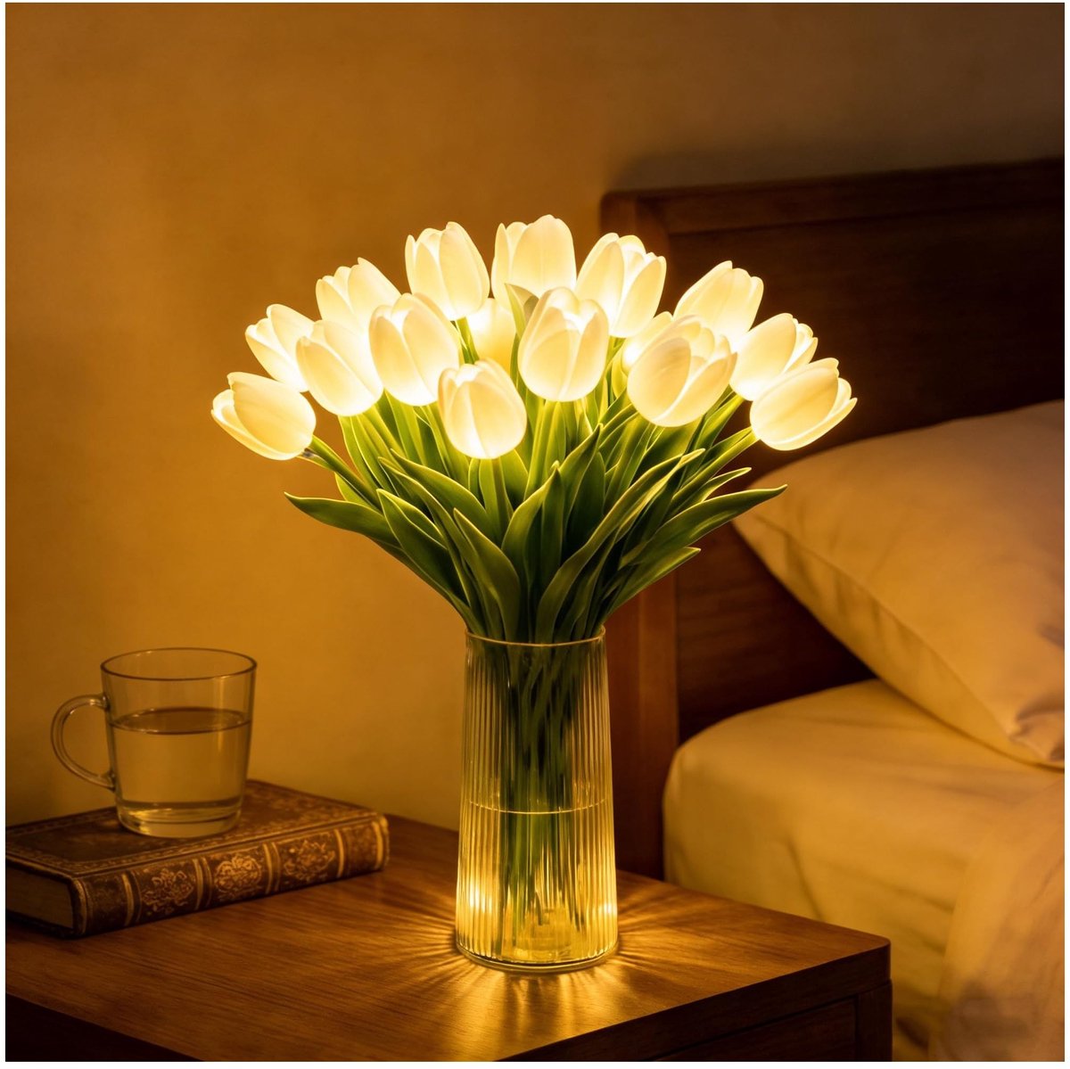 LED Tulpenlicht met Vaas - 15 Stuks - Witte Decoratieve Lamp