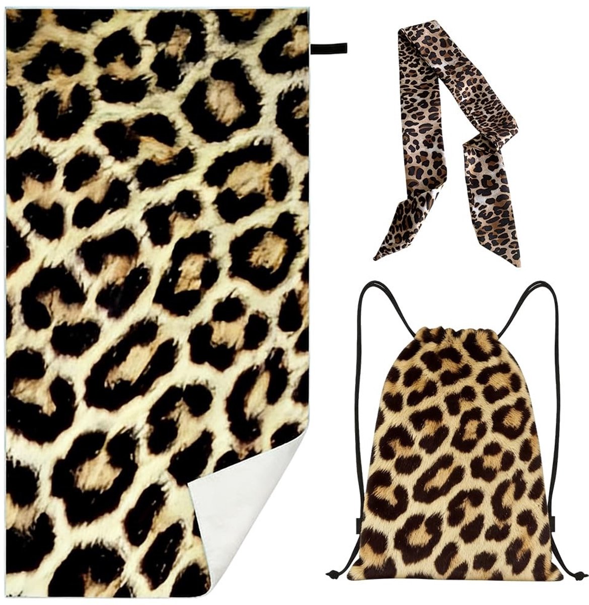 Strandhanddoek Set - 3-delige set met luipaardprint