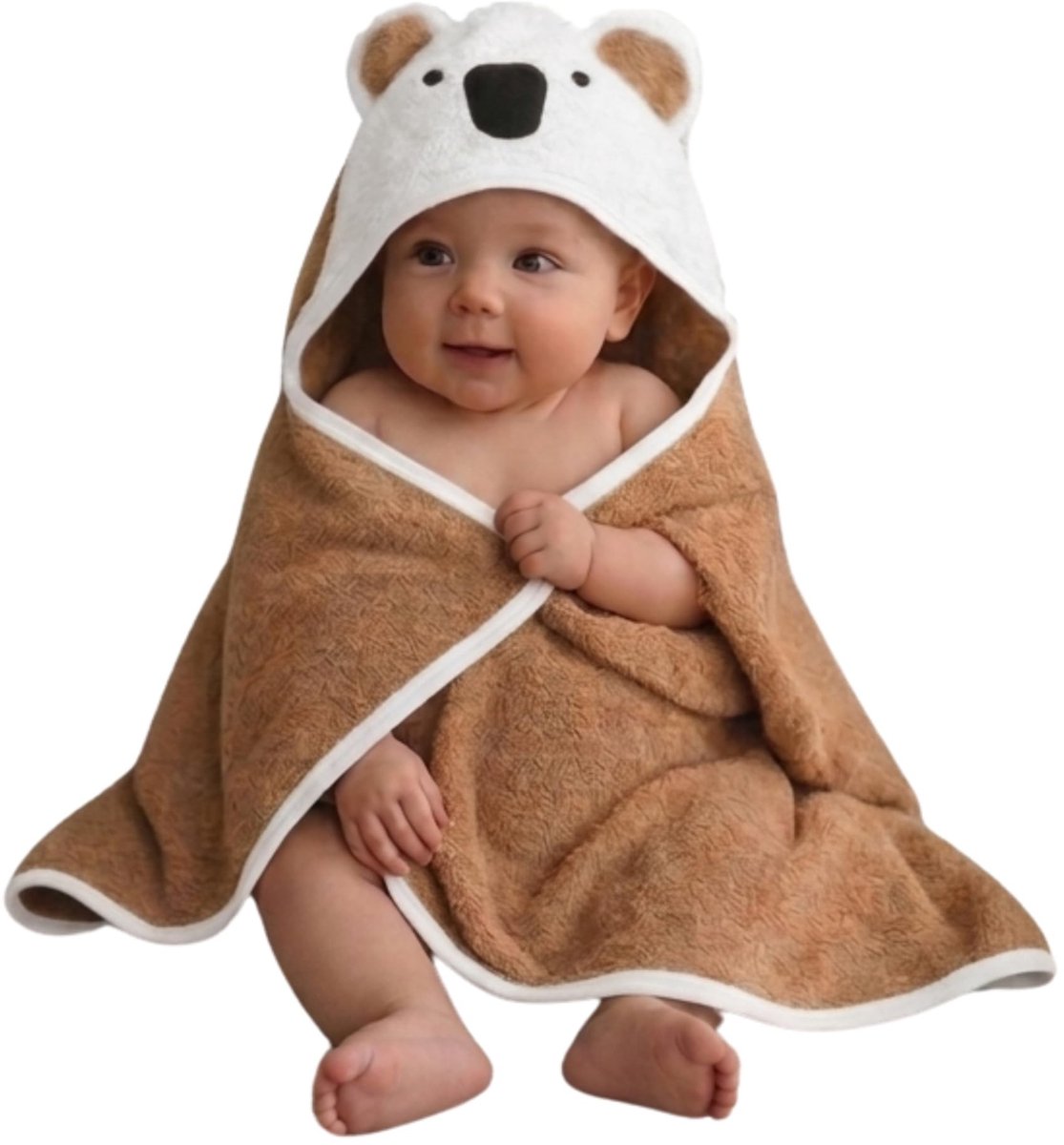 Baby Badjas met Driehoekige Capuchon - Zacht en Absorberend Beige