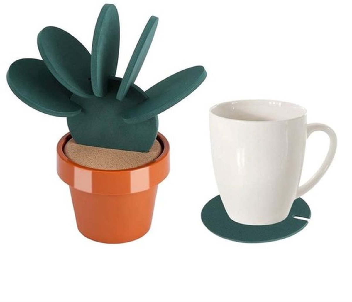 Set onderzetters van, verschillend of in elkaar aangestoken als cactusdesign in bloempot, 6 stuks, decoratieve artikelen voor keuken/tafel/bar