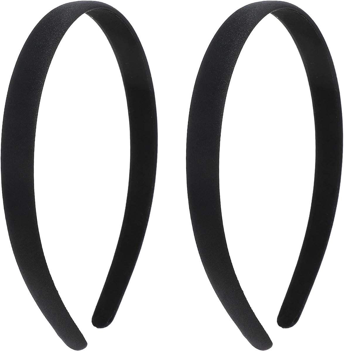 Set van 2 Zwarte Satijnen Haarbanden van 1,5 cm Breed, Ideaal voor Dames en Meisjes, Perfect voor Elke Gelegenheid