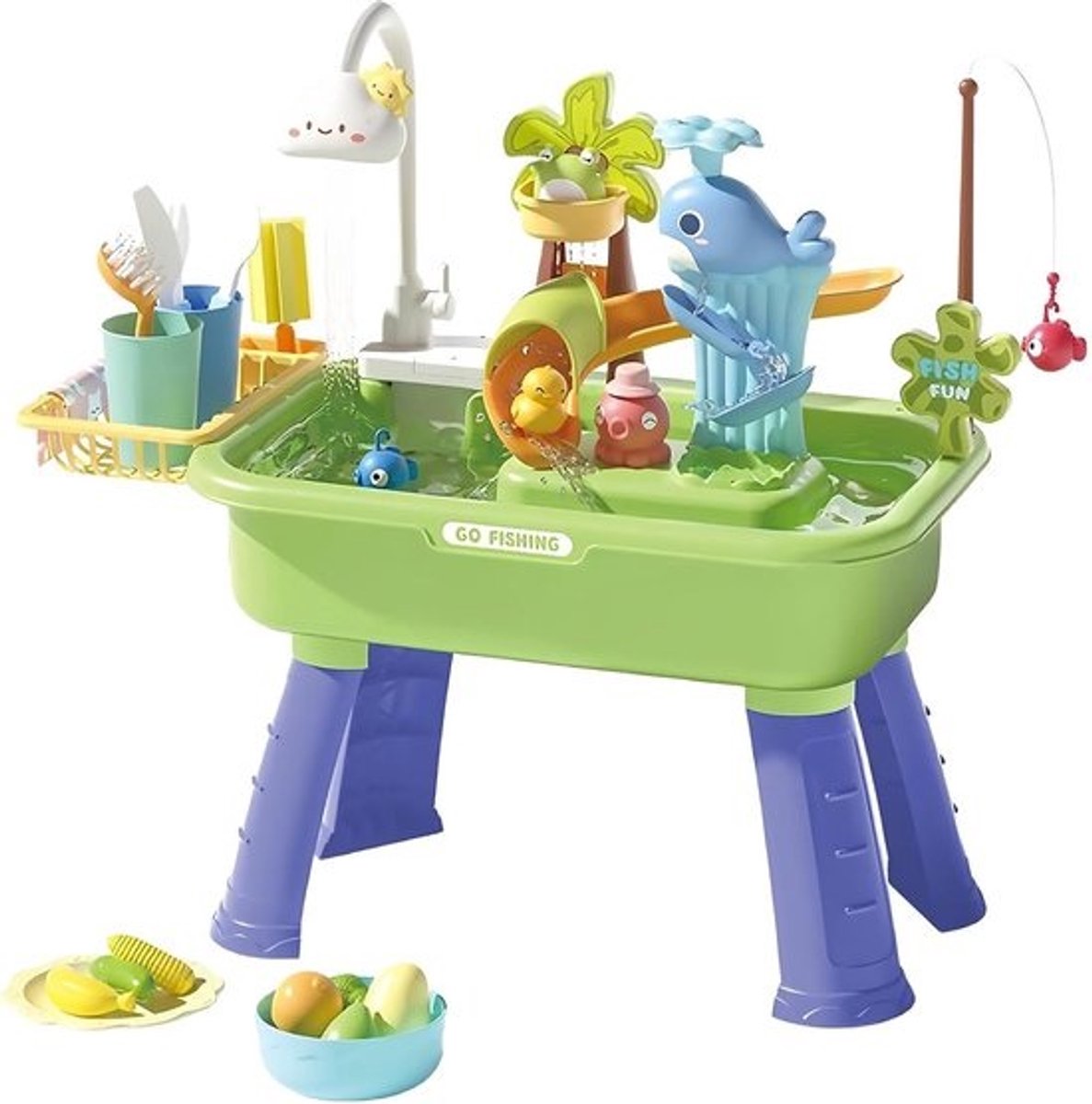 Kinder Watertafel - Waterspeeltafel Pomp - Buiten Spelen - Elektrische Waterval - 43 x 16 x 28.5 cm - Groen