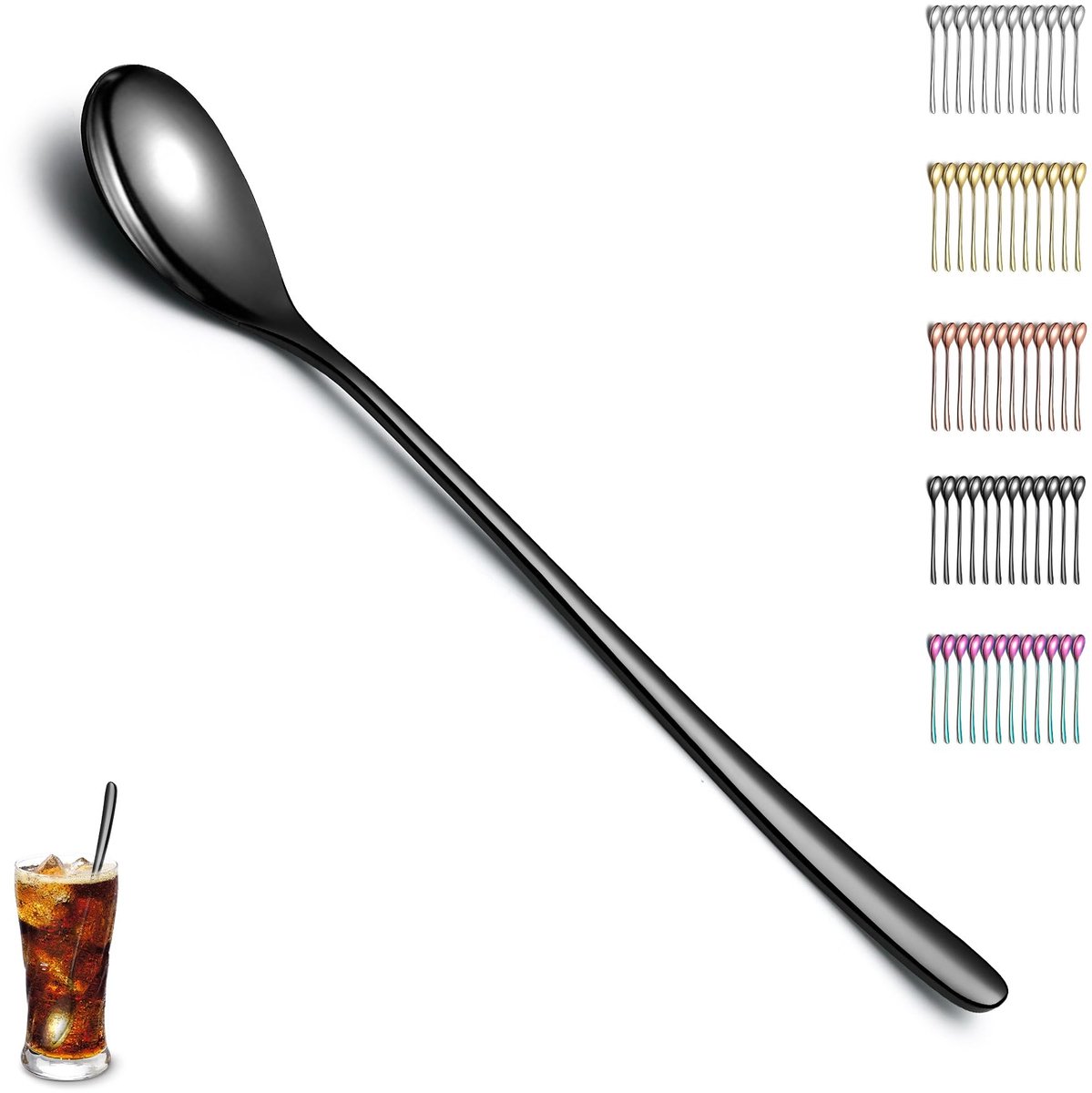 Set van 12 koffielepels met titanium coating - zwart