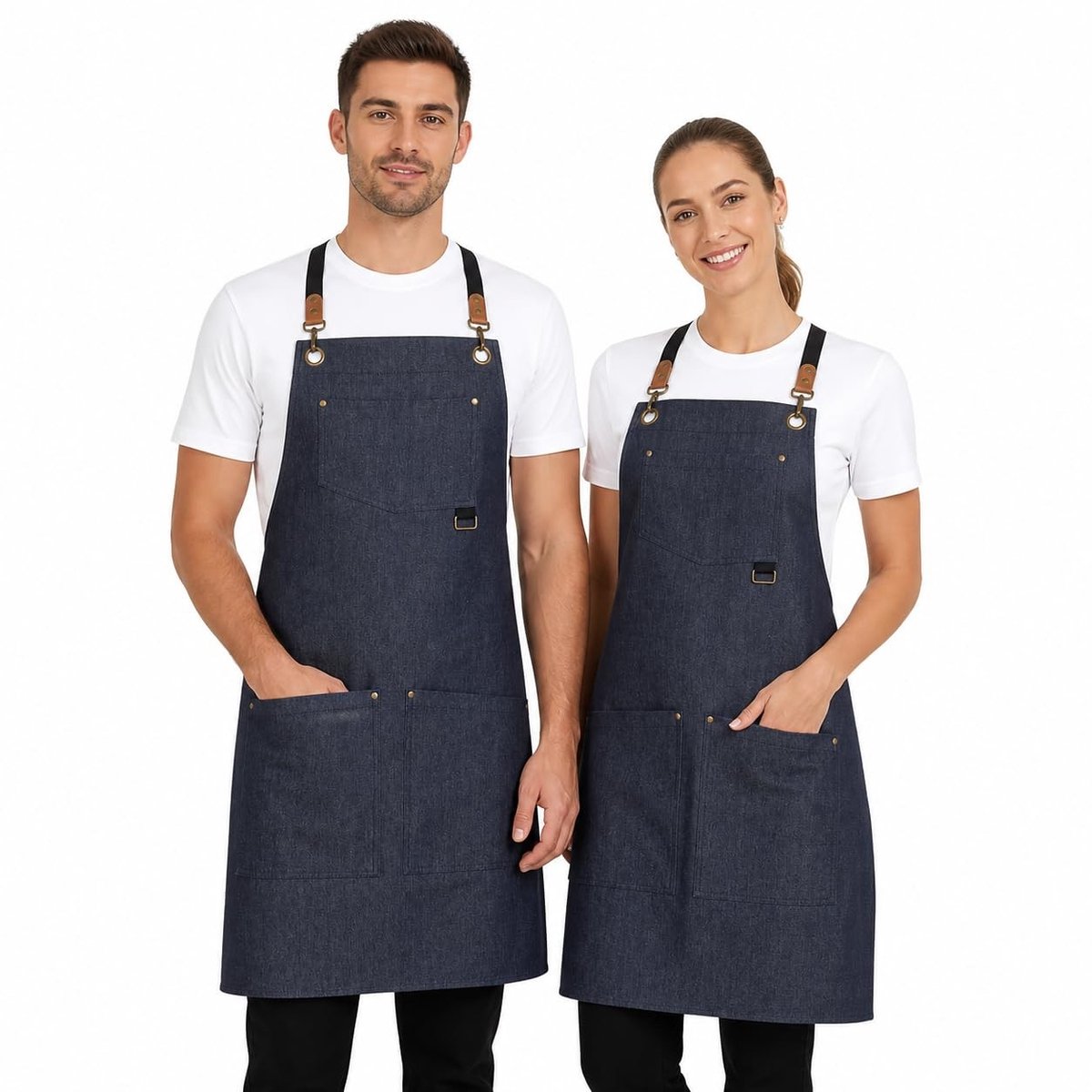 Keuken Schort - Robuust met 3 Zakjes - Denim